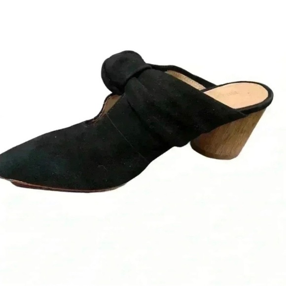 Bernardo Finley Suede Knot Wood Block Heel Mules Black - Picture 4 of 12
